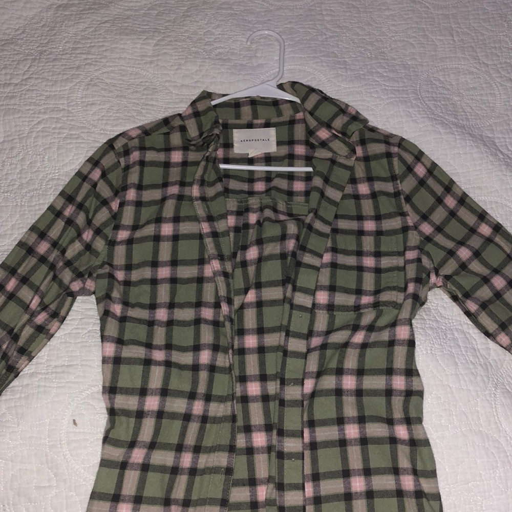Flannel, never used, sage green and light pink